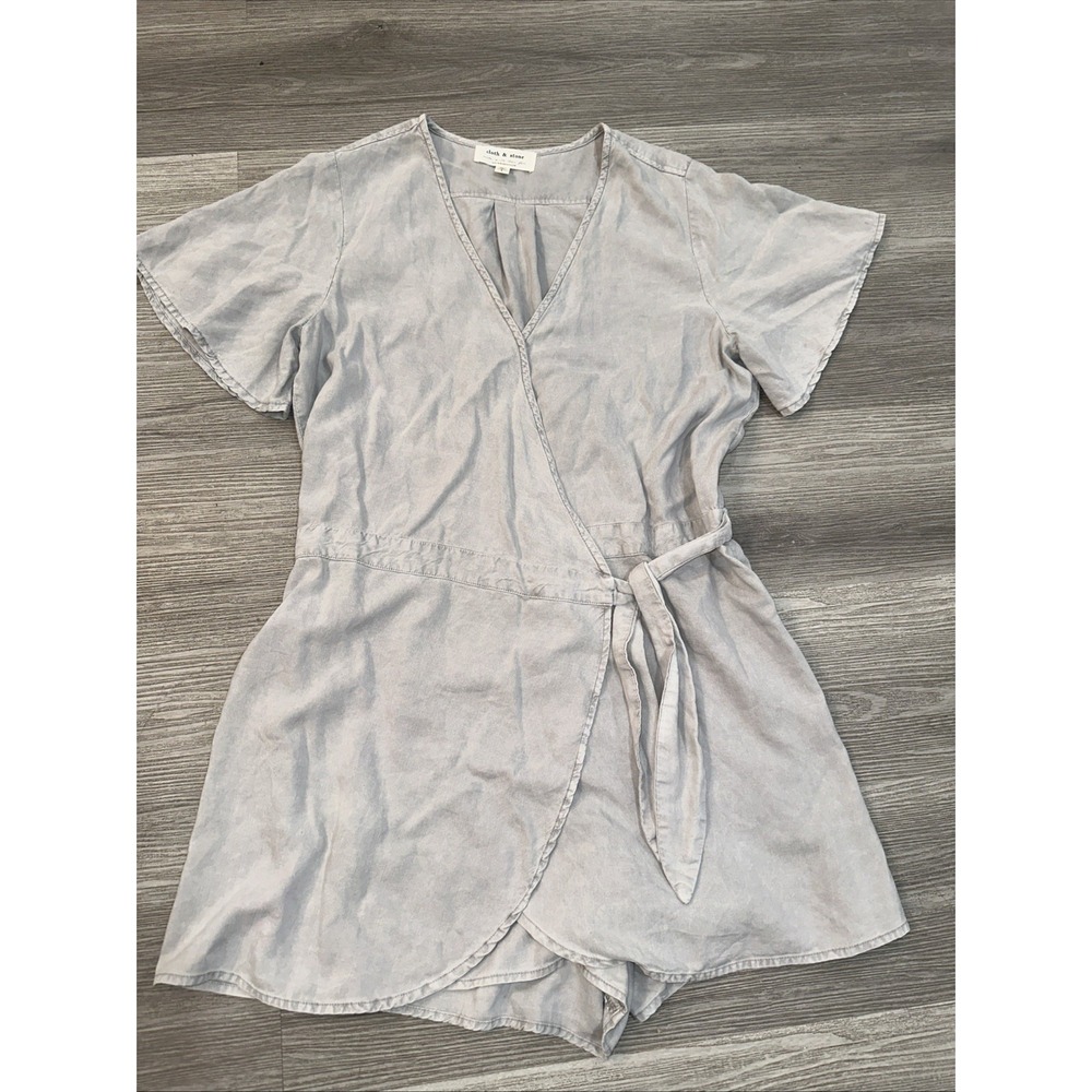 oth & Stone Wrap-Style Romper Soft Washed Gray‎ Size L